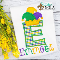 Personalized Mardi Gras Alpha with Jester Hat Applique Shirt