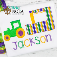 Personalized Mardi Gras Tractor Pulling Float Applique Shirt