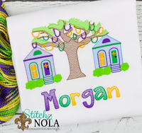 Personalized Mardi Gras Tree with Houses Sketch Shirt
