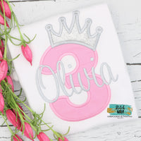 Personalized Birthday Number with Crown Appliqué Shirt