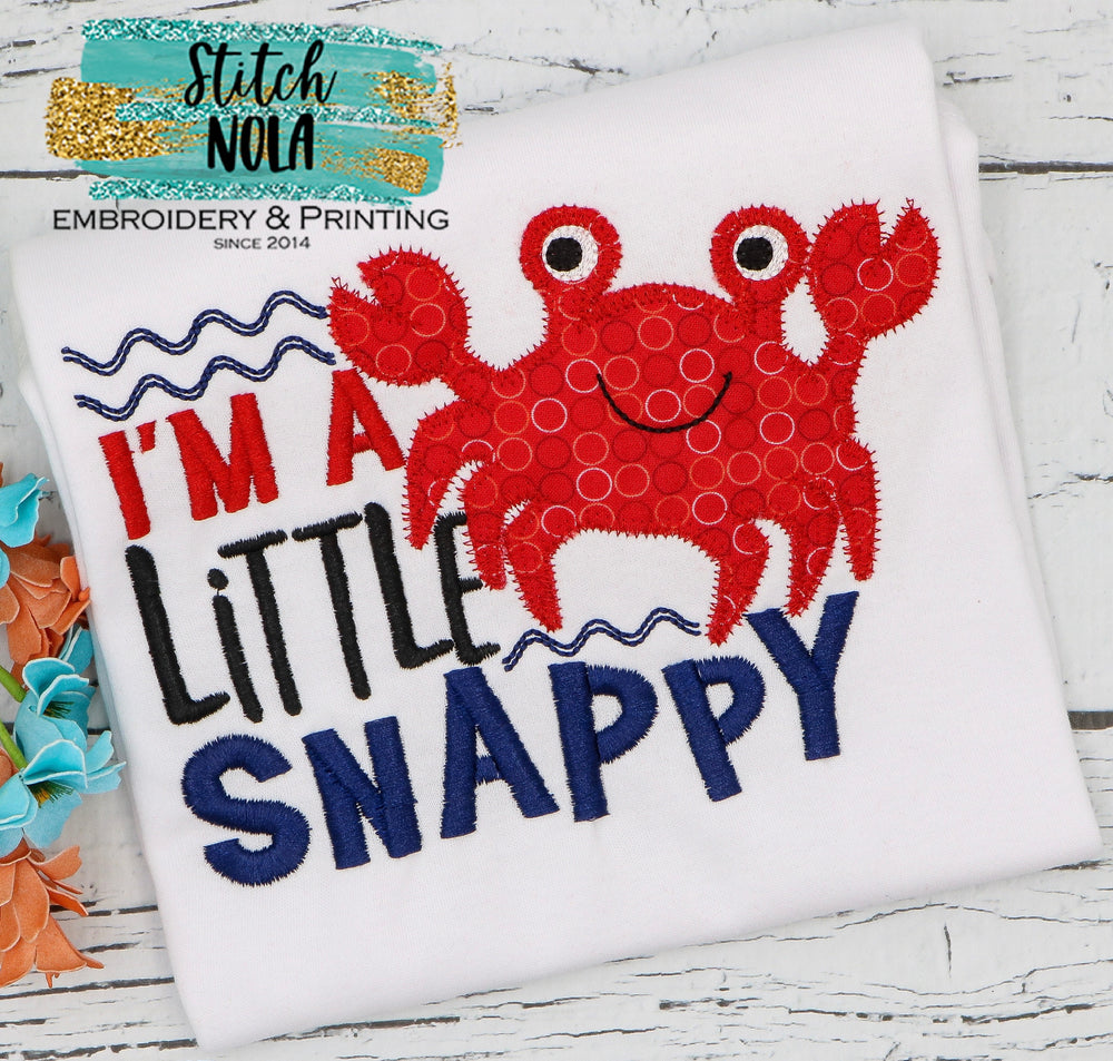 Personalized I'm A Little Snappy Crab Applique Shirt
