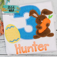 Personalized Easter Birthday With Bunny Appliqué Shirt