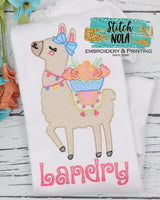 Personalized Floral Llama Sketch Shirt
