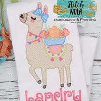 Personalized Floral Llama Sketch Shirt