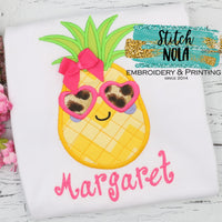 Personalized Pineapple With Sunglasses Applique Shirt