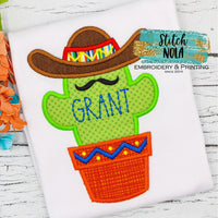 Personalized Cactus With Sombrero Applique Shirt