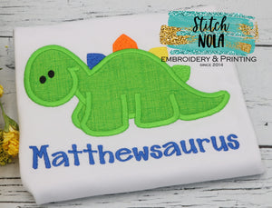 Personalized Dinosaur With Bow Appliqué Shirt