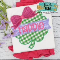 Personalized St. Patrick's Day Clover With Name Banner & Bow Appliqué Shirt
