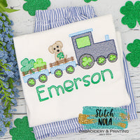 Personalized St. Patrick's Day Train With Dog Sketch Shirt