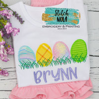 Personalized Easter Eggs in Grass Appliqué Shirt
