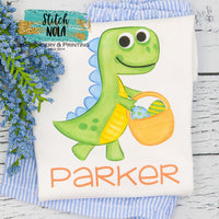 Personalized Easter Dinosaur With Basket Printed Shirt