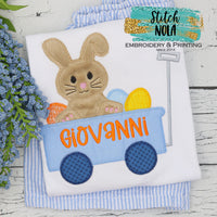 Personalized Easter Bunny In Wagon Appliqué Shirt