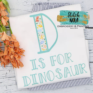 Personalized D Is For Dinosaur Printed Shirt