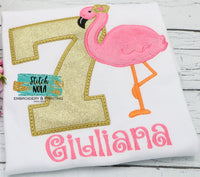 Personalized Flamingo Pineapple Birthday Applique Shirt

