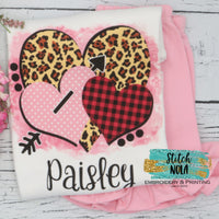 Personalized Heart Trio With Arrow Printed Shirt