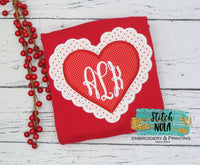 Personalized Valentine Scalloped Heart Applique Colored Garment
