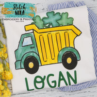 Personalized St. Patrick's Day Dump Truck With Clovers Printed Shirt
