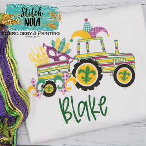 Personalized Mardi Gras Parade Tractor Printed Shirt