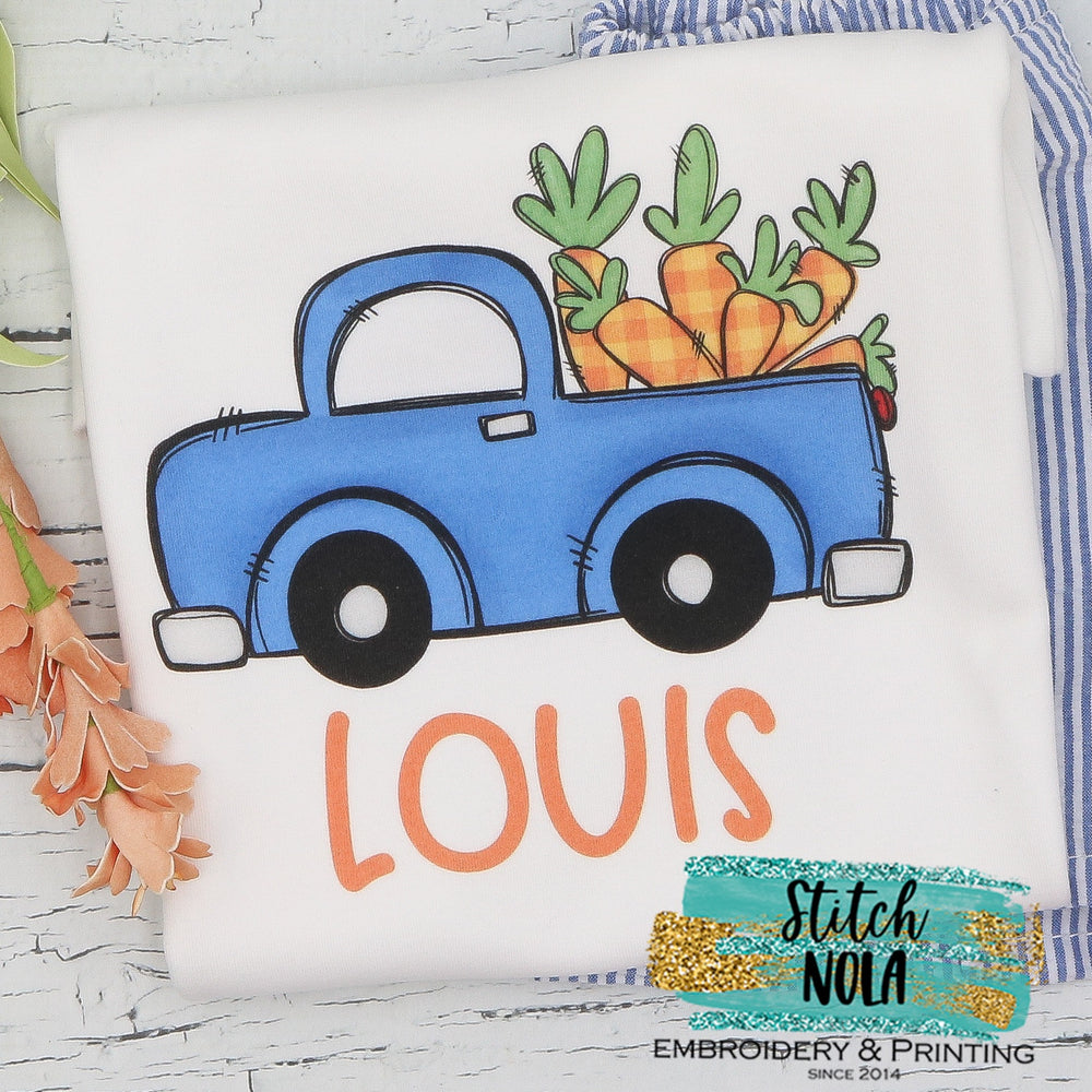 Personalized Easter Truck With Carrots Printed Shirt