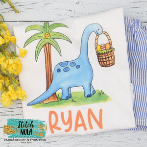 Personalized Easter Dinosaur With Eggs Printed Shirt