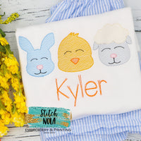 Personalized Easter Bunny Chick Lamb Trio Sketch Shirt