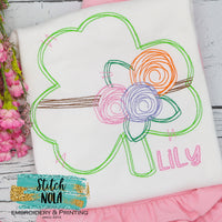 Personalized St. Patrick's Day Clover With Flower Sketch Shirt
