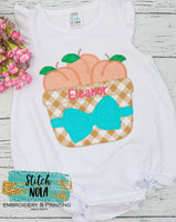 Personalized Peaches In A Basket With Bow Applique Shirt
