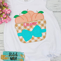 Personalized Peaches In A Basket With Bow Applique Shirt