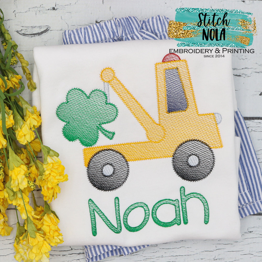 Personalized St. Patrick's Day Tow Truck Sketch Shirt