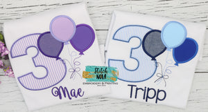 Personalized Birthday Balloon Appliqué Shirt