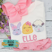 Personalized Easter Bunny Chick Lamb Trio Sketch Shirt