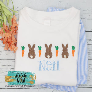 Personalized Easter Bunnies & Carrots Sketch Shirt