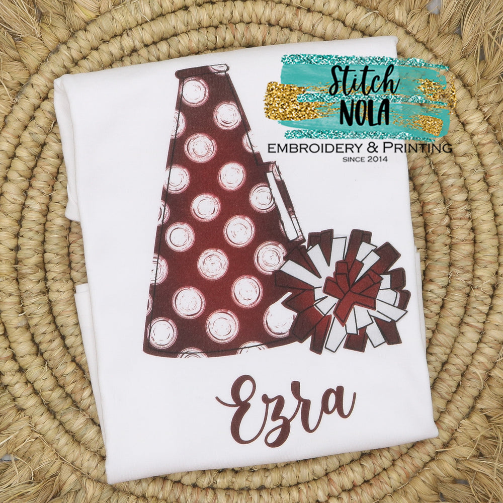 Personalized Maroon and White Megaphone Printed Shirt