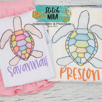 Personalized Colorful Sea Turtle Printed Shirt
