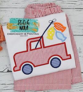 Personalized Truck With Fish Applique Shirt