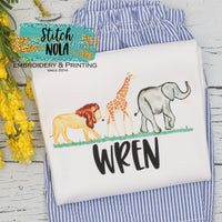 Personalized Safari Animals Trio Printed Shirt