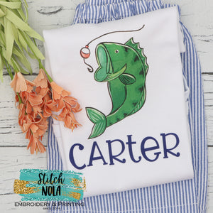 Personalized Fish On Hook Printed Shirt