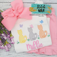 Personalized Spring Cat Trio Sketch Shirt