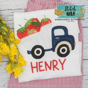 Personalized Dump Truck With Strawberries Printed Shirt