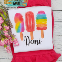 Personalized Rainbow Popsicle Trio Printed Shirt