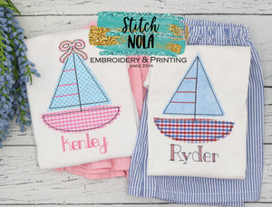 Personalized Sailboat Applique Shirt