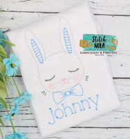 Personalized Vintage Easter Bunny Head With Bow Tie Sketch Shirt
