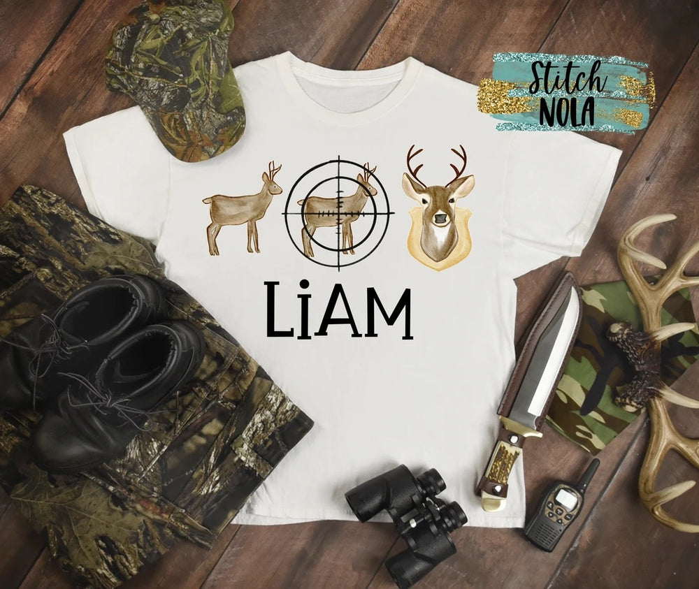 Personalized Deer Hunting Trio Printed Shirt