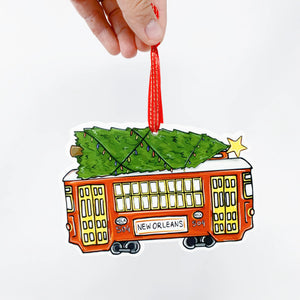 Red Streetcar Christmas Tree Ornament