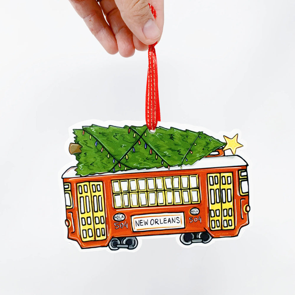 Red Streetcar Christmas Tree Ornament