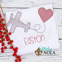 Personalized Valentine Airplane with Heart Sketch Shirt