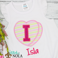 Personalized Valentine Alpha on Heart Applique Shirt