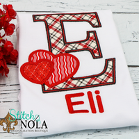 Personalized Valentine Alpha with Hearts Applique Shirt