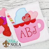 Personalized Valentine Coffee Cup with Monogram Applique Shirt
