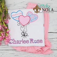 Personalized Valentine Heart Balloons Applique Shirt
